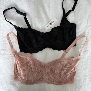 Cosabella Lace Balconette Bralettes in Black & Blush Pink